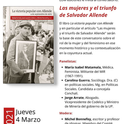 Invitación al conversatorio: Las Mujeres y el triunfo de Salvador Allende