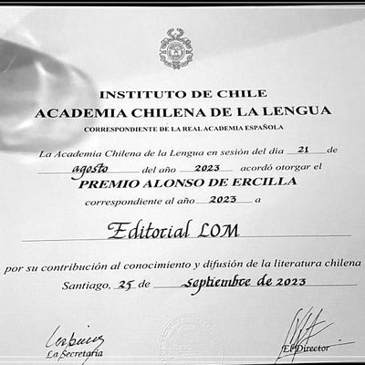 LOM ediciones recibe Premio Alonso Ercilla 2023
